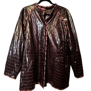 KOOS of Course! Reversible Snake Print Vinyl Jacket Size 1X A63817‎